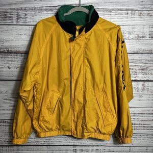 Vtg 90’s Nautica  J-Class Yellow Windbreaker Jacket Youth L 16/18 Sailing Hooded